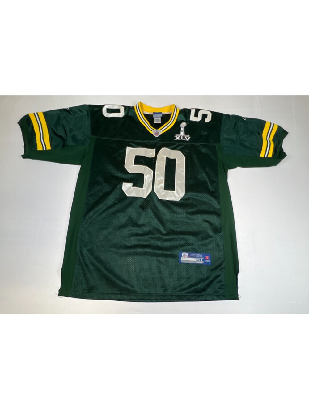 Reebok Green Bay Packers AJ Hawk 50 Super Bowl XLV Jersey Mens 54 Onfield NFL